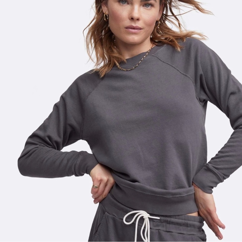 MATE the Label Organic Terry Raglan Sweatshirt Charcoal 3x EUC